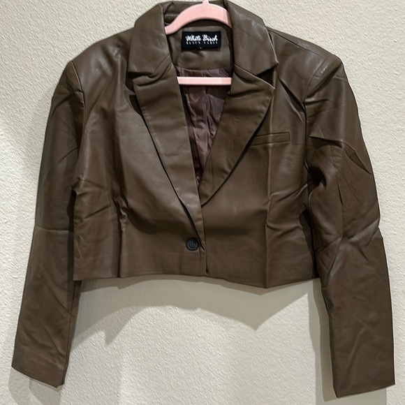 Nwt White Birch black label faux leather cropped jacket. boutique brand - Picture 1 of 6